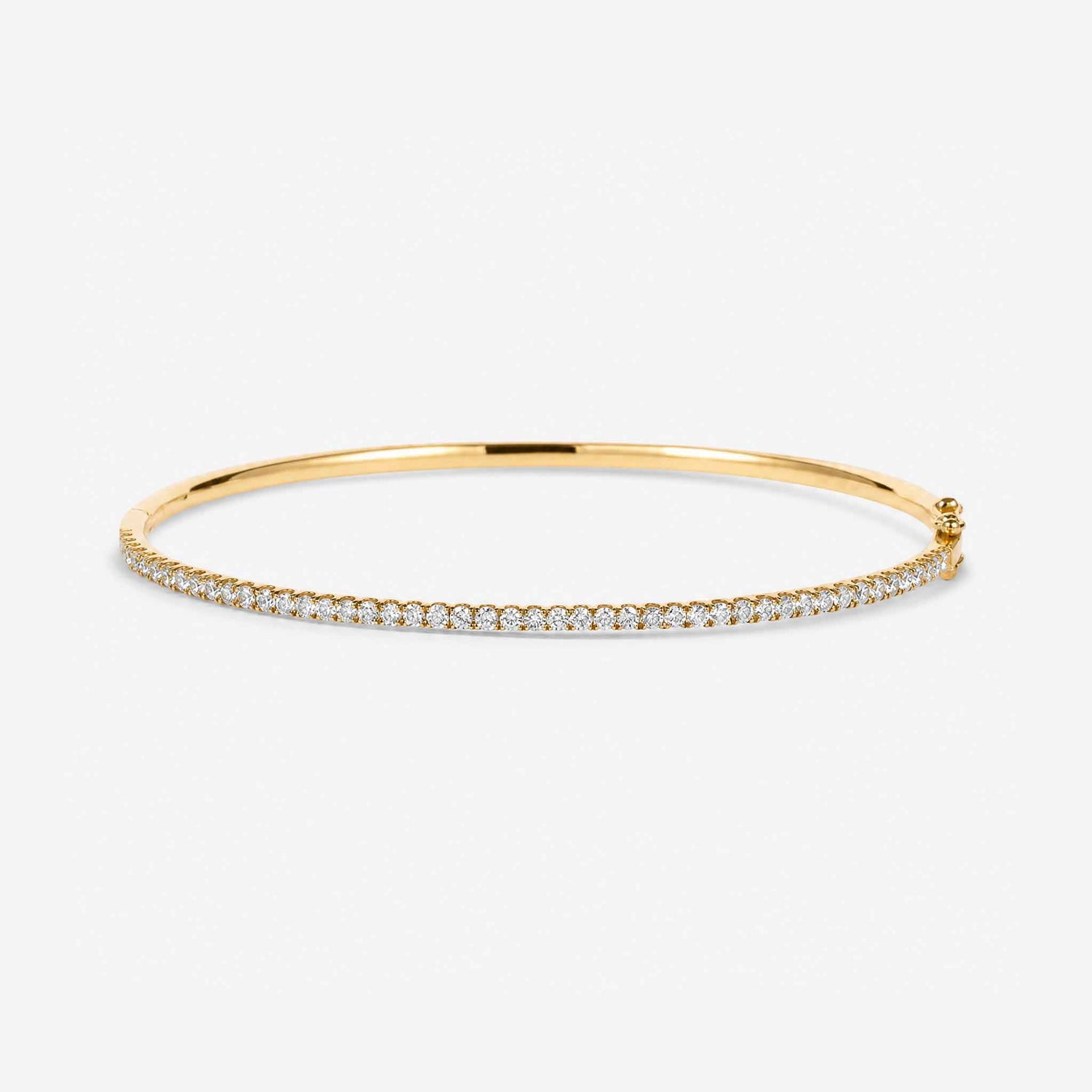 Classic Single Row Diamond Tennis Bangle in 18K Yellow Gold - JewelryAndStore