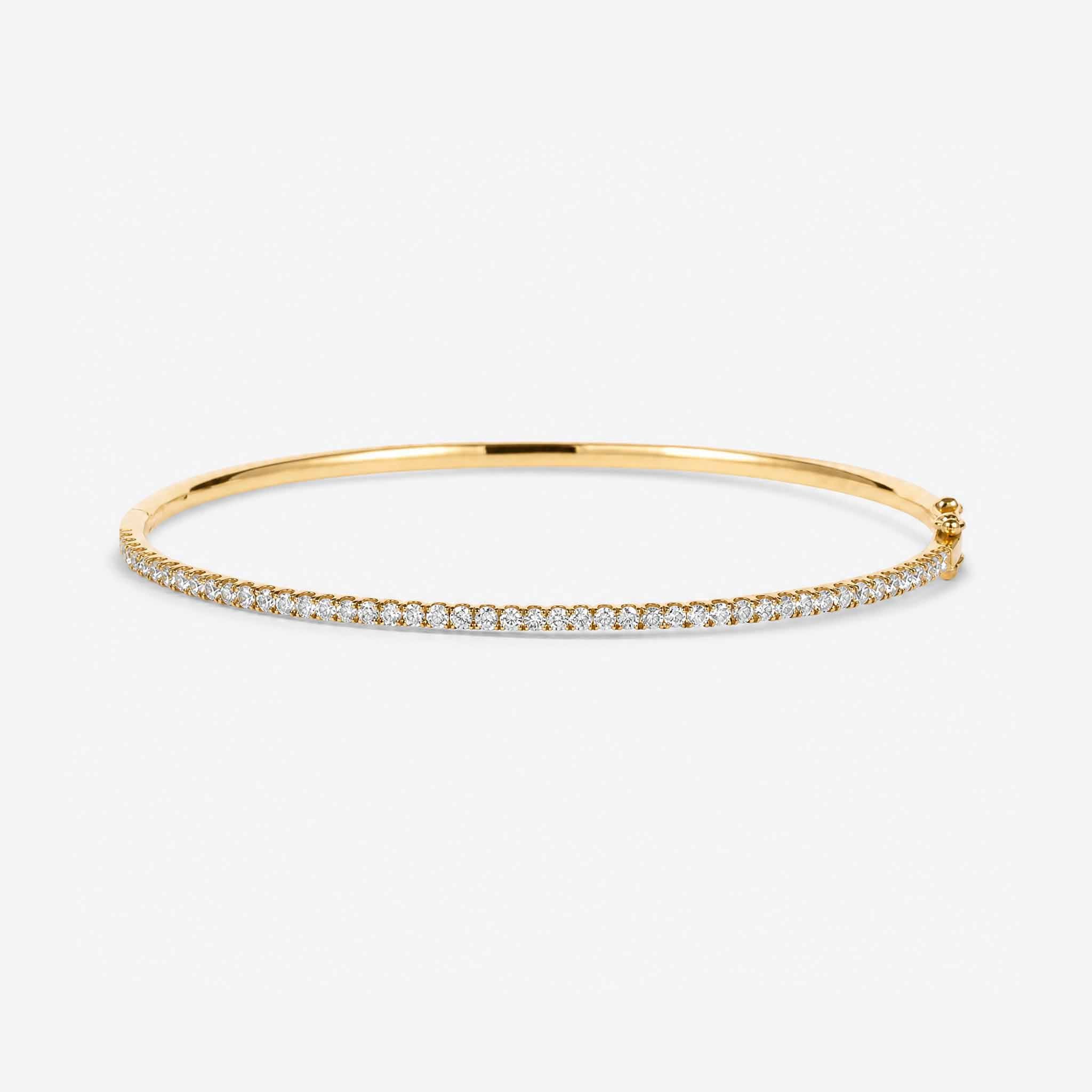 Classic Single Row Diamond Tennis Bangle in 18K Yellow Gold - JewelryAndStore