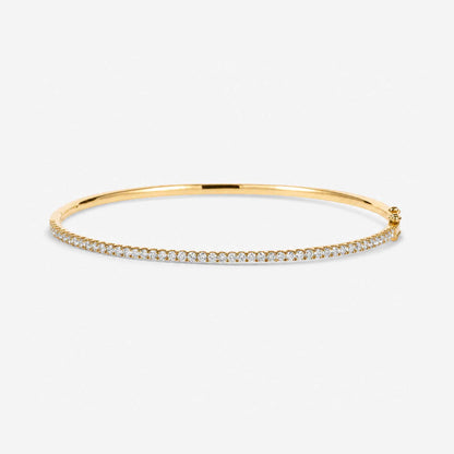 Classic Single Row Diamond Tennis Bangle in 18K Yellow Gold - JewelryAndStore