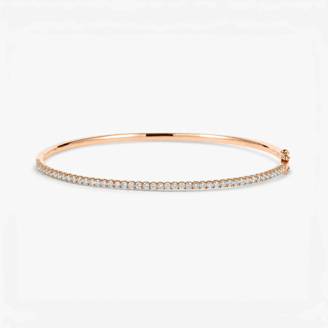 Classic Single Row Diamond Tennis Bangle in 18K Rose Gold - JewelryAndStore