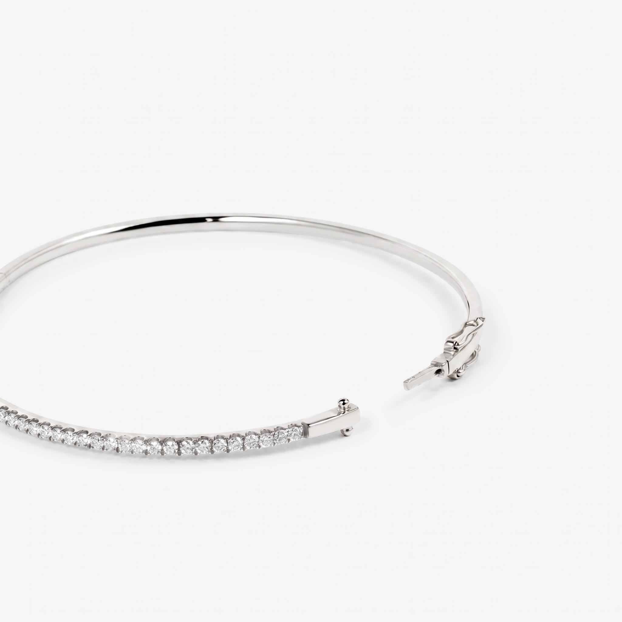 Minimalist Single Row Diamond Tennis Bangle in 18K White Gold - JewelryAndStore