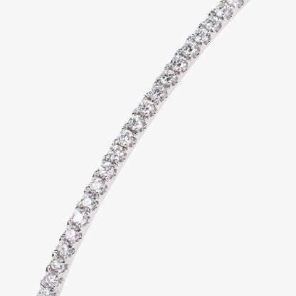 Minimalist Single Row Diamond Tennis Bangle in 18K White Gold - JewelryAndStore