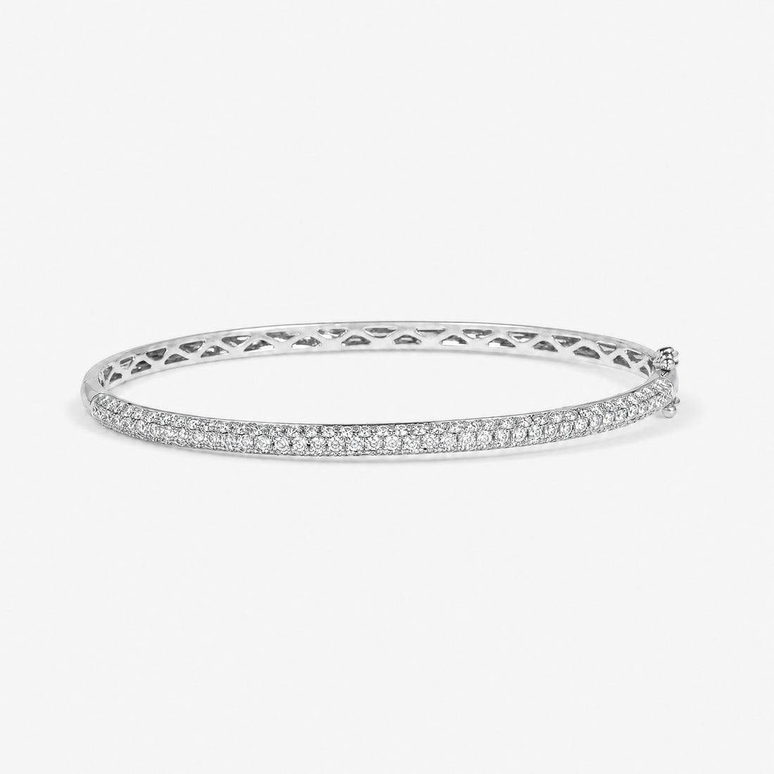 1.74ct Natural Triple Row Diamond Tennis Bangle in 18K White Gold - JewelryAndStore