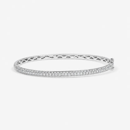 1.74ct Natural Triple Row Diamond Tennis Bangle in 18K White Gold - JewelryAndStore