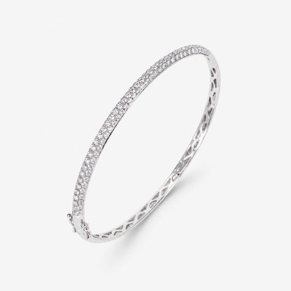 1.74ct Natural Triple Row Diamond Tennis Bangle in 18K White Gold - JewelryAndStore