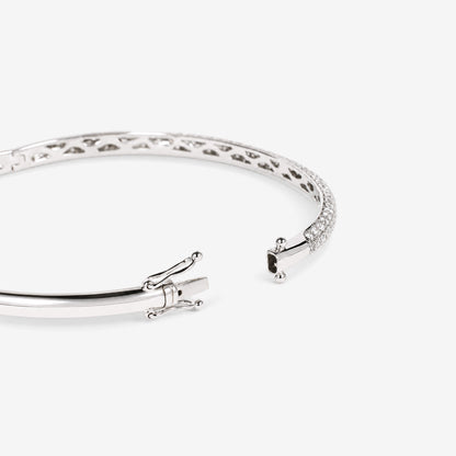 1.74ct Natural Triple Row Diamond Tennis Bangle in 18K White Gold - JewelryAndStore