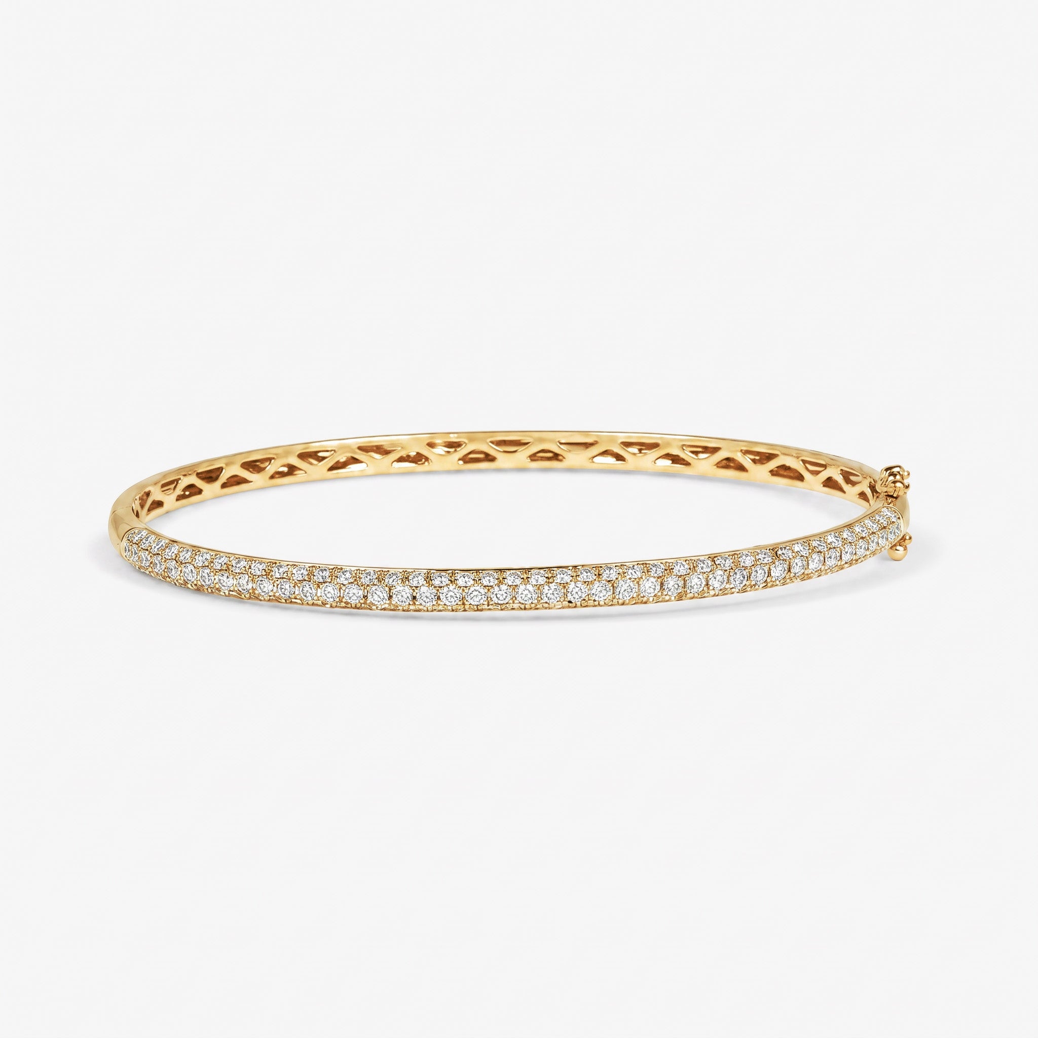 1.91ct Natural Triple Row Diamond Tennis Bangle in 18K Yellow Gold - JewelryAndStore