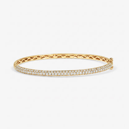 1.91ct Natural Triple Row Diamond Tennis Bangle in 18K Yellow Gold - JewelryAndStore