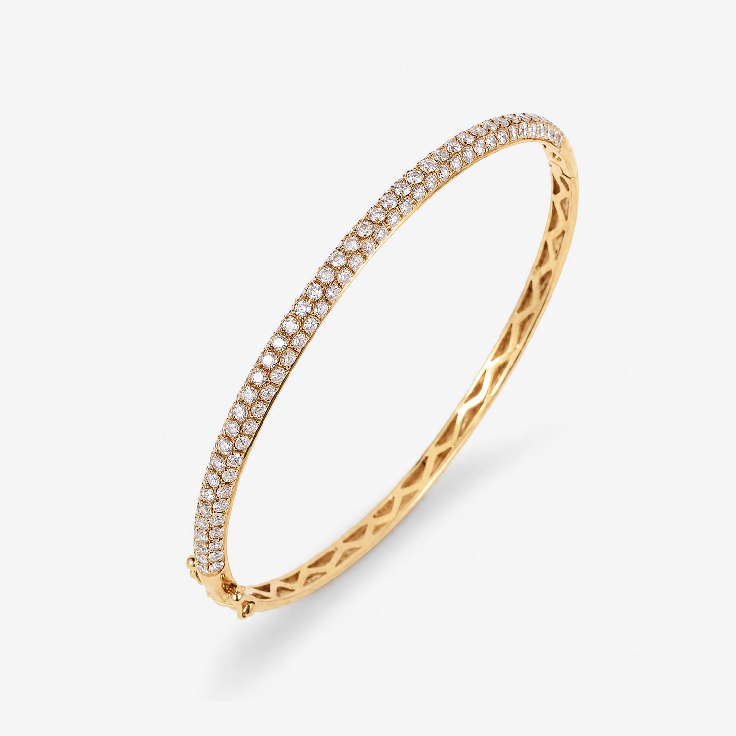1.91ct Natural Triple Row Diamond Tennis Bangle in 18K Yellow Gold - JewelryAndStore