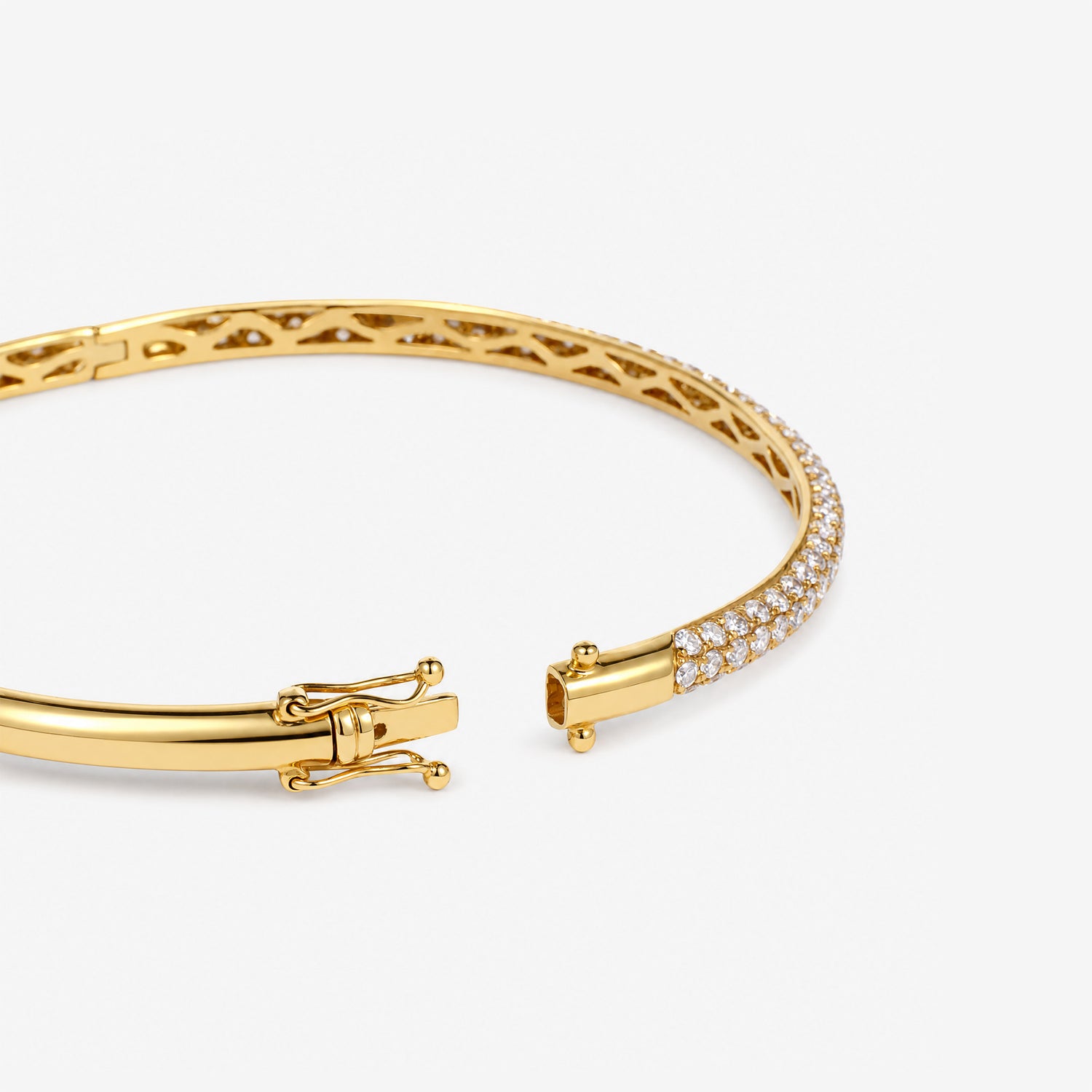 1.91ct Natural Triple Row Diamond Tennis Bangle in 18K Yellow Gold - JewelryAndStore