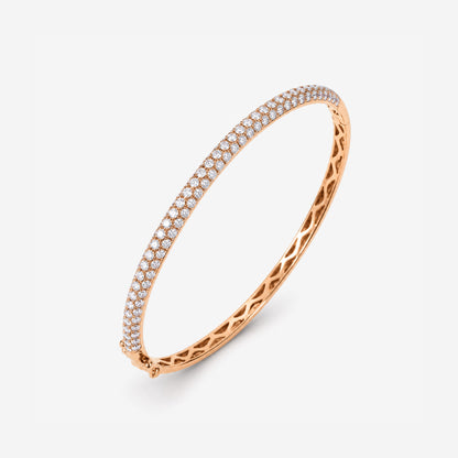 1.93ct Natural Triple Row Diamond Tennis Bangle in 18K Rose Gold - JewelryAndStore