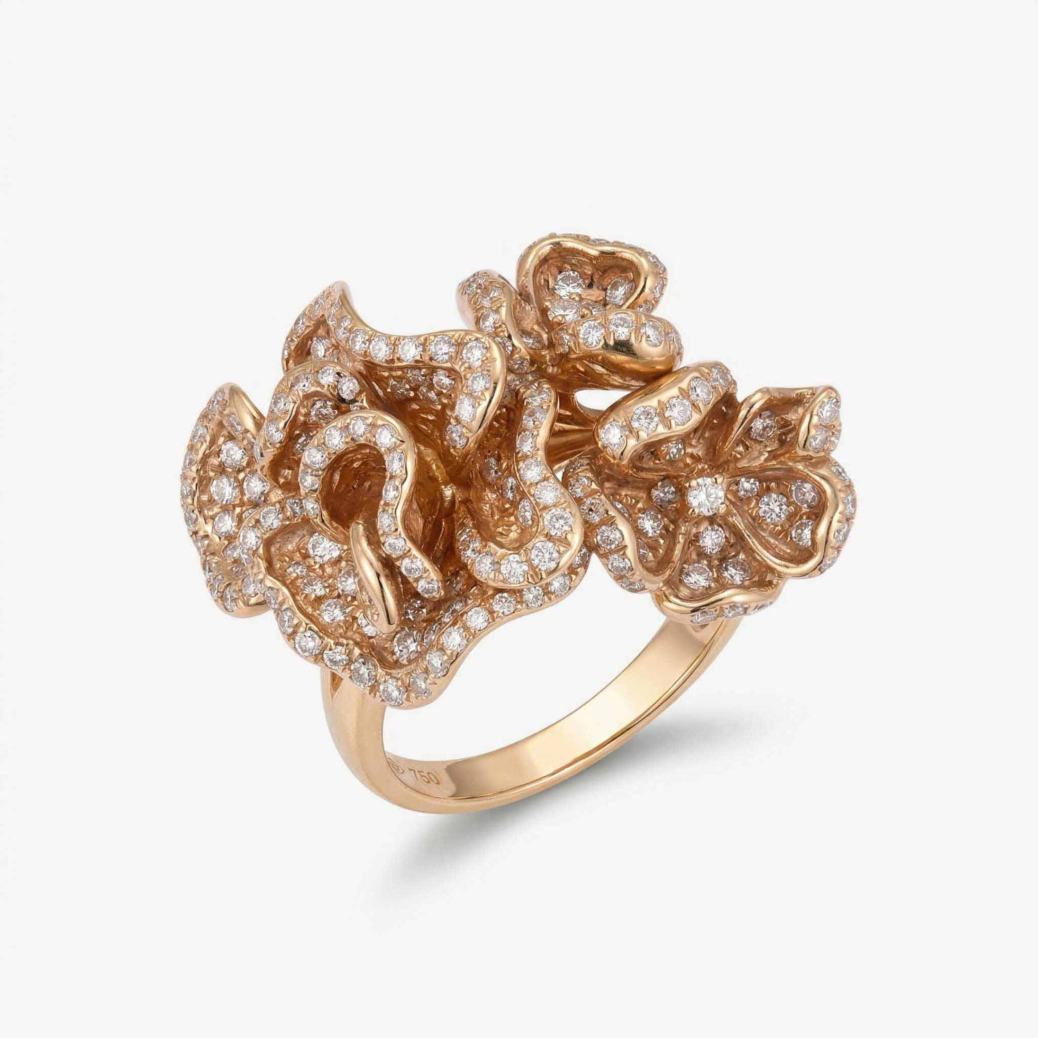 1.40ct Natural Diamond Floral Cluster Blossom Ring 18K Gold - JewelryandStore