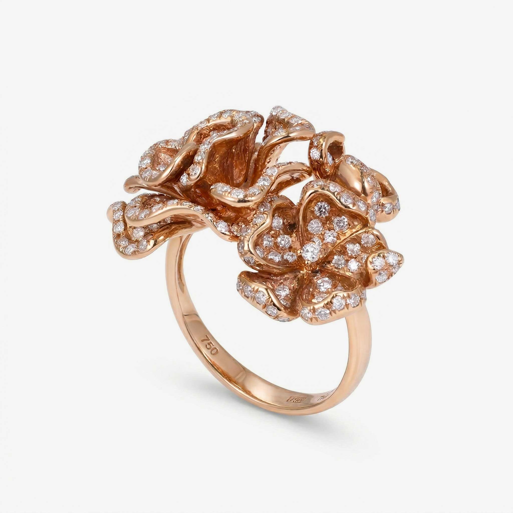 1.40ct Natural Diamond Floral Cluster Blossom Ring 18K Gold - JewelryandStore