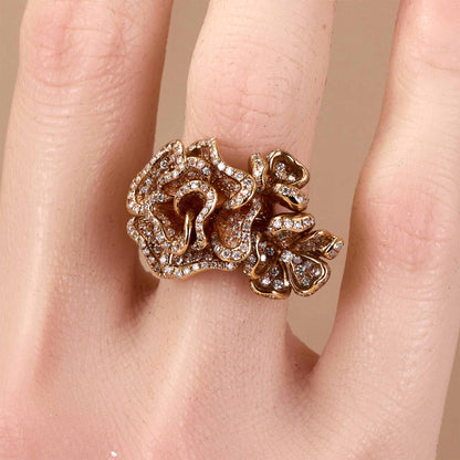1.40ct Natural Diamond Floral Cluster Blossom Ring 18K Gold - JewelryandStore
