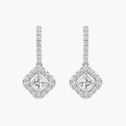 0.29ctw Natural Princess Cut Diamond Drop Earrings in 18K White Gold - JewelryandStore