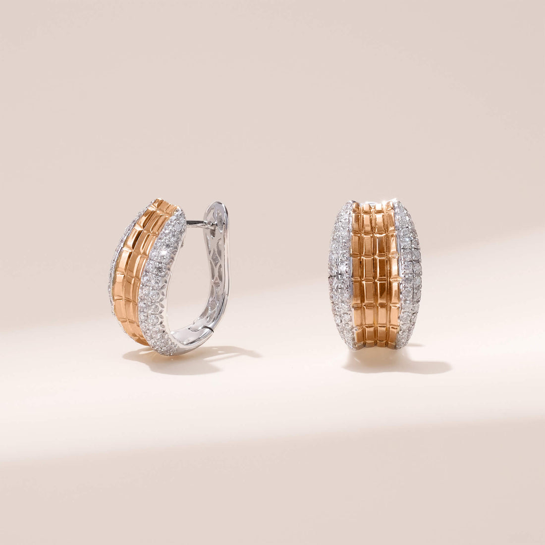 Two - tone Diamond Hoop Earrings in 18K Gold - Jewelry And Store