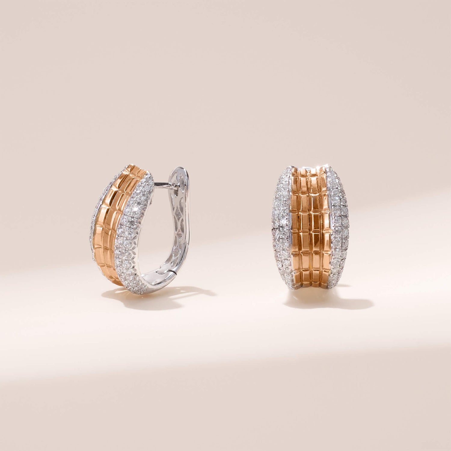 Two - tone Diamond Hoop Earrings in 18K Gold - Jewelry And Store