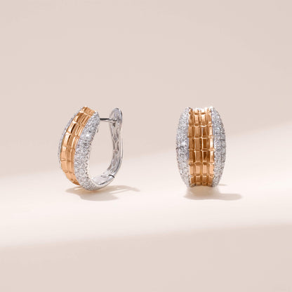 Two - tone Diamond Hoop Earrings in 18K Gold - Jewelry And Store