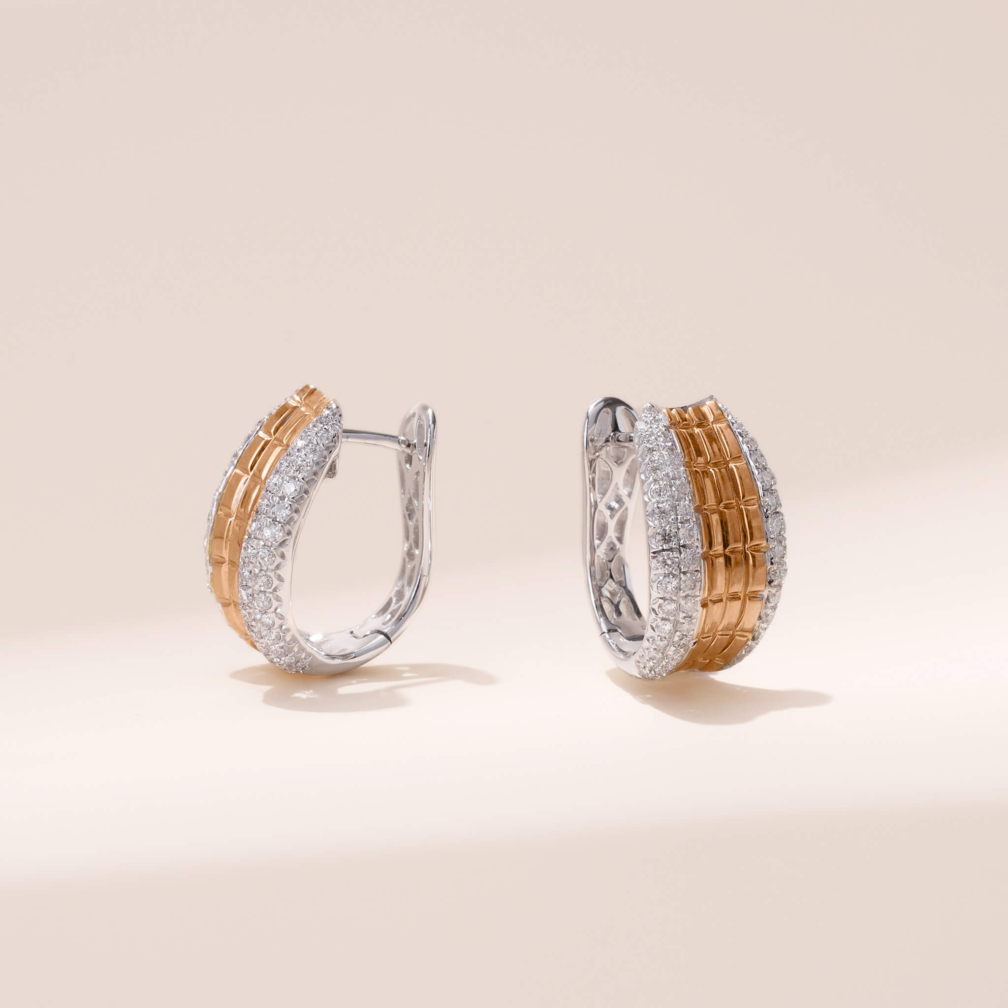 Two - tone Diamond Hoop Earrings in 18K Gold - Jewelry And Store