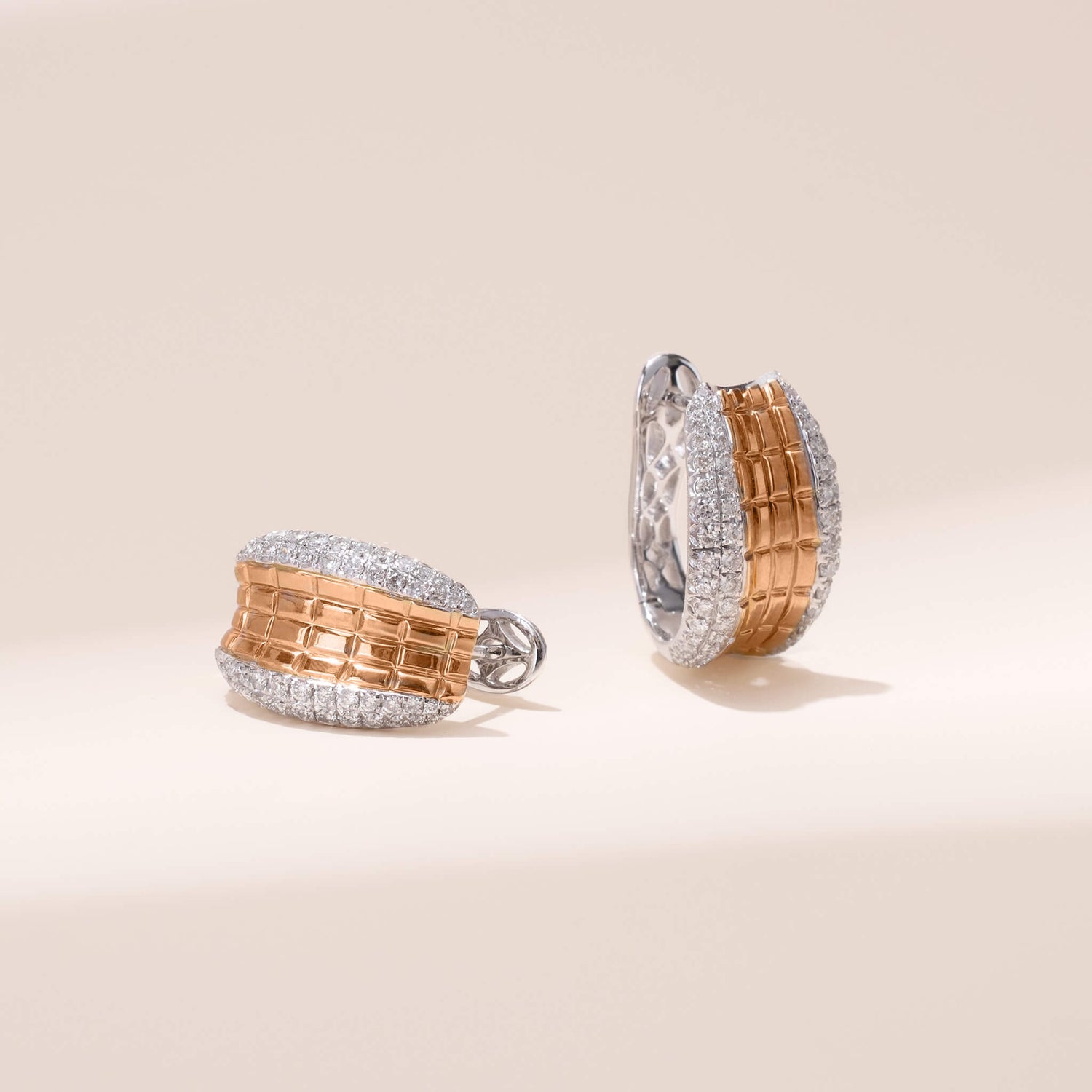 Two - tone Diamond Hoop Earrings in 18K Gold - Jewelry And Store