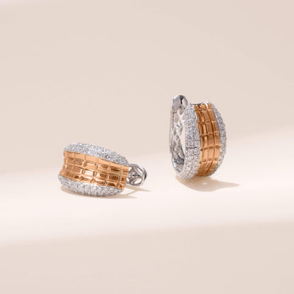 Two - tone Diamond Hoop Earrings in 18K Gold - Jewelry And Store
