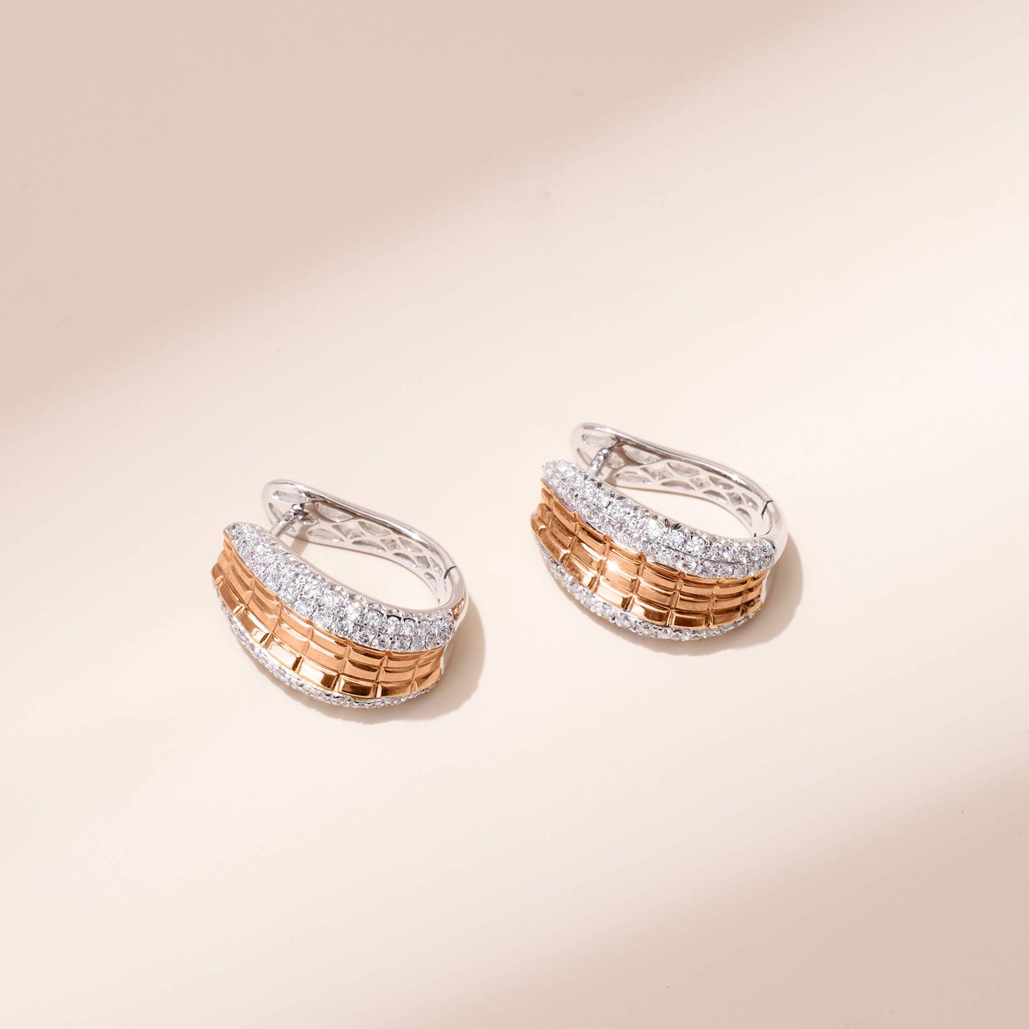 Two - tone Diamond Hoop Earrings in 18K Gold - Jewelry And Store