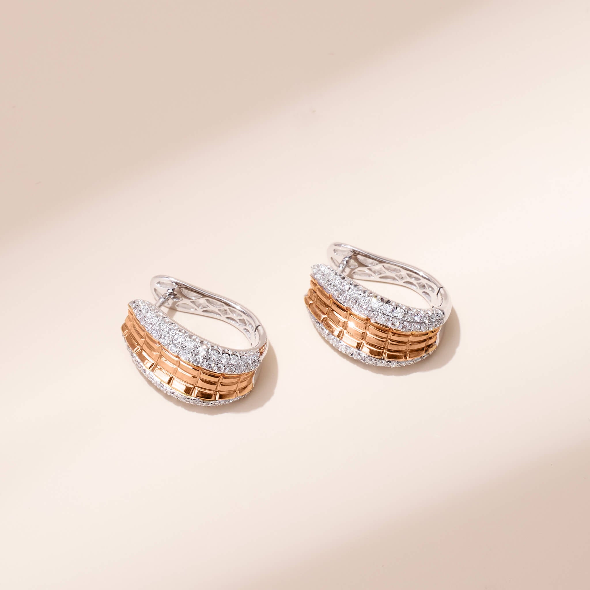 Two - tone Diamond Hoop Earrings in 18K Gold - Jewelry And Store