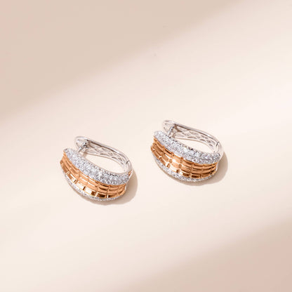 Two - tone Diamond Hoop Earrings in 18K Gold - Jewelry And Store