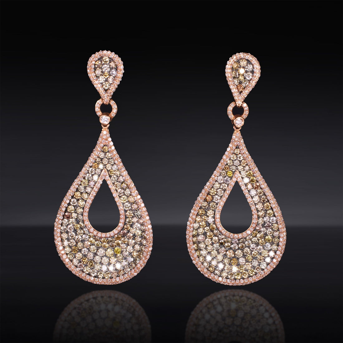 18K Rose Gold Teardrop Diamond Earrings - Jewelry And Store