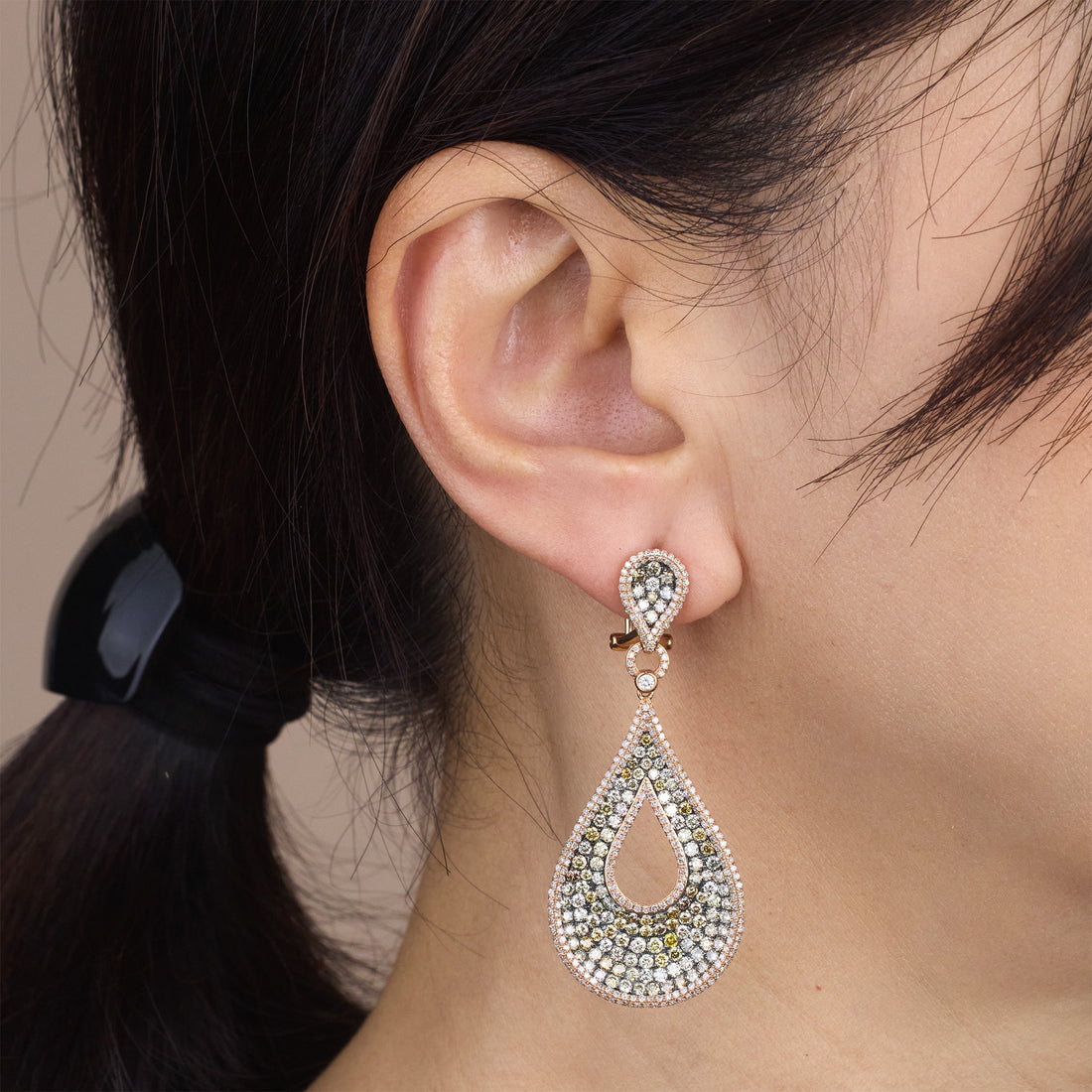 18K Rose Gold Teardrop Diamond Earrings - Jewelry And Store
