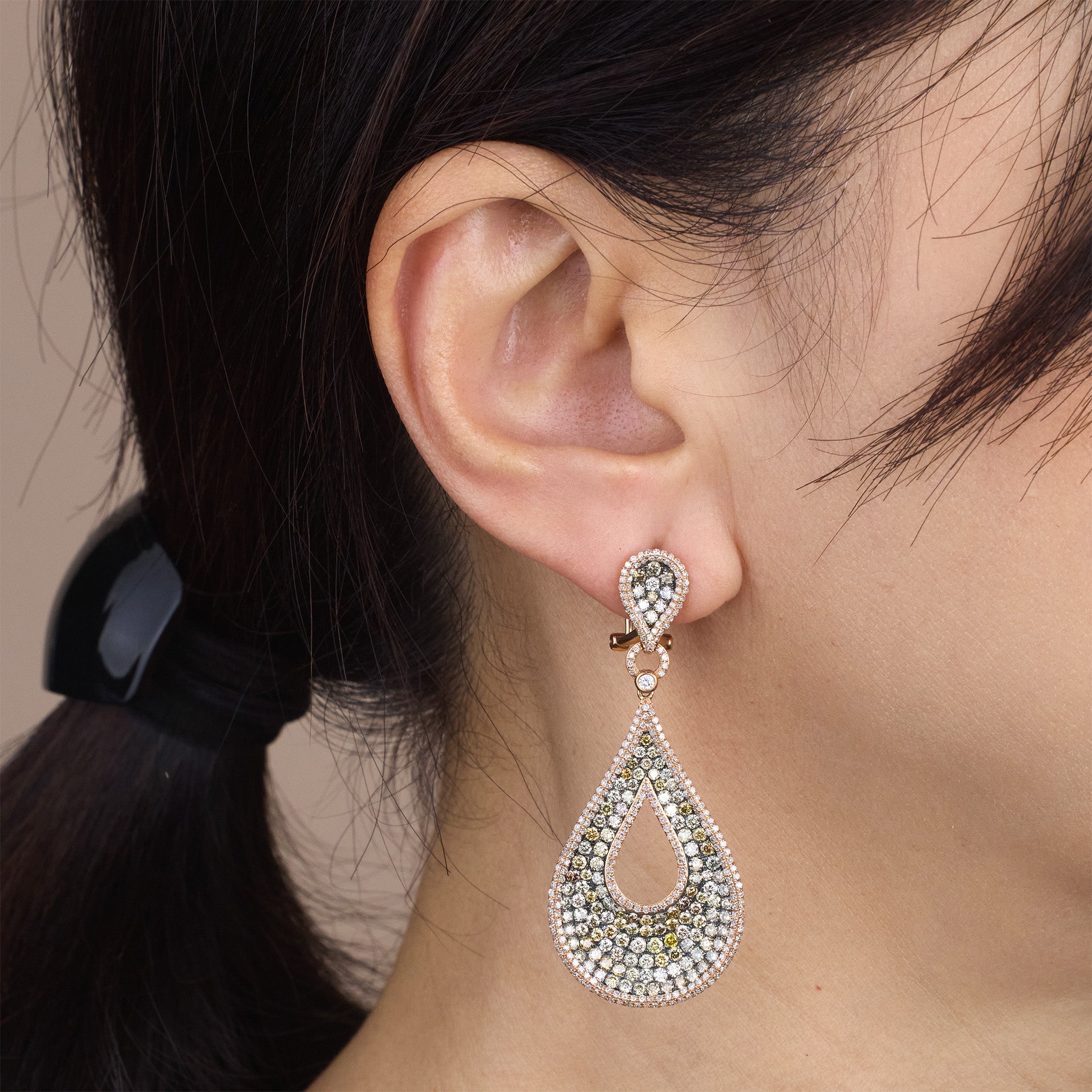 18K Rose Gold Teardrop Diamond Earrings - Jewelry And Store