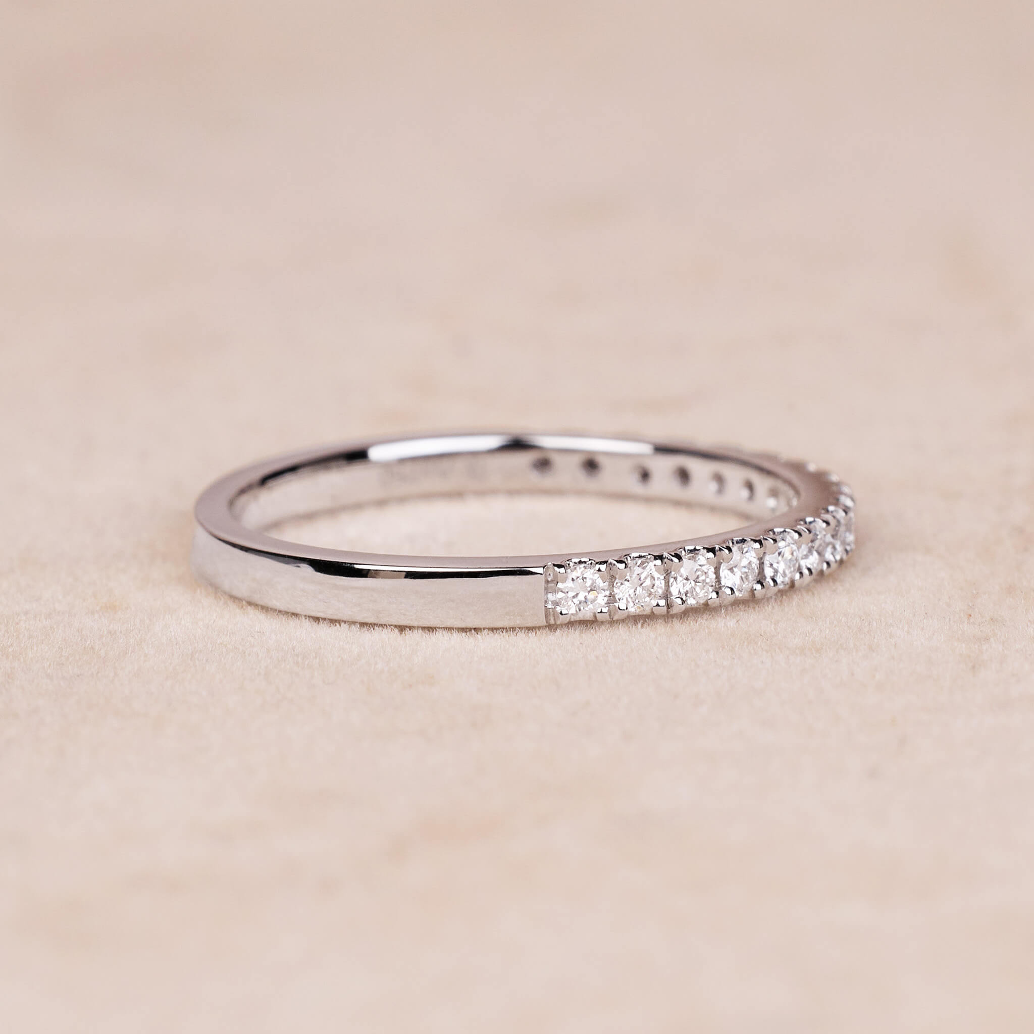 0.23 ct.tw. Stackable Half - Eternity Diamond Band Ring in 18K Gold - Jewelry And Store
