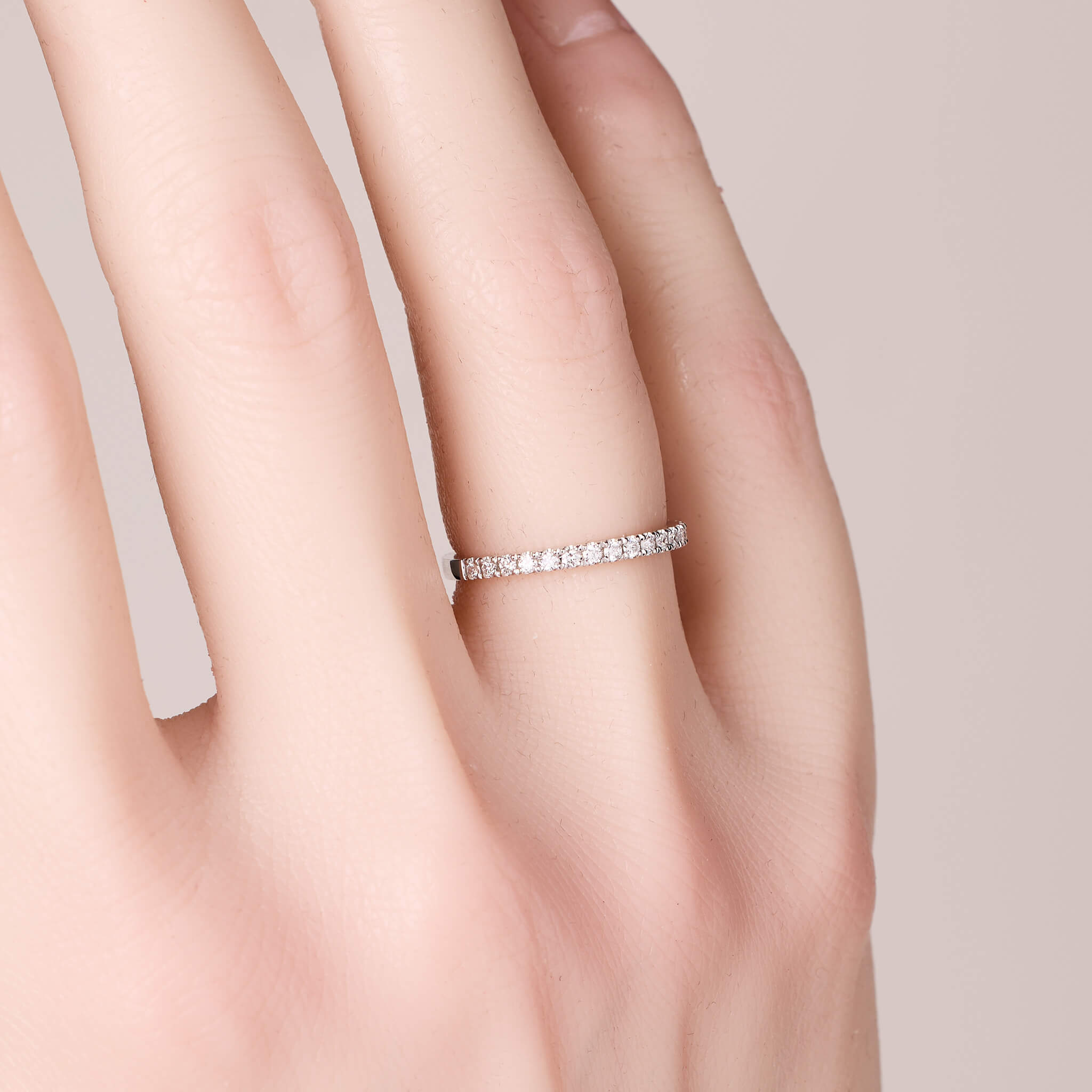 0.23 ct.tw. Stackable Half - Eternity Diamond Band Ring in 18K Gold - Jewelry And Store