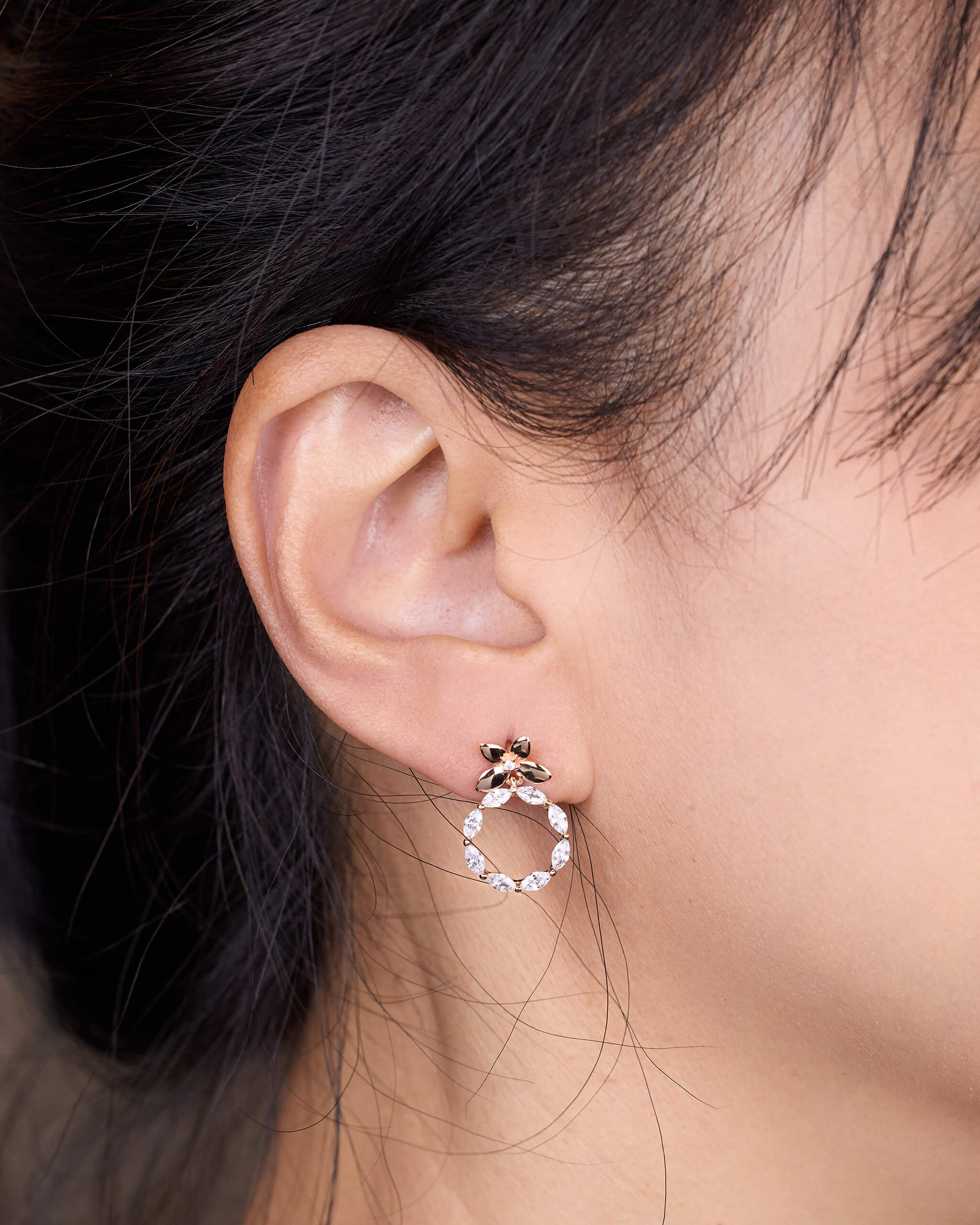 925 Silver Flower Wreath Earrings - Jewelry And Store