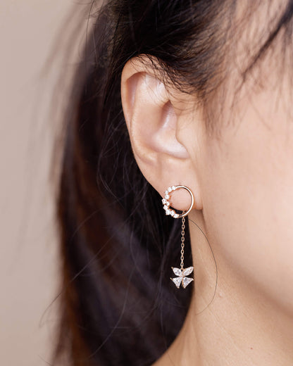 925 Silver Butterfly Long Earrings - Jewelry And Store
