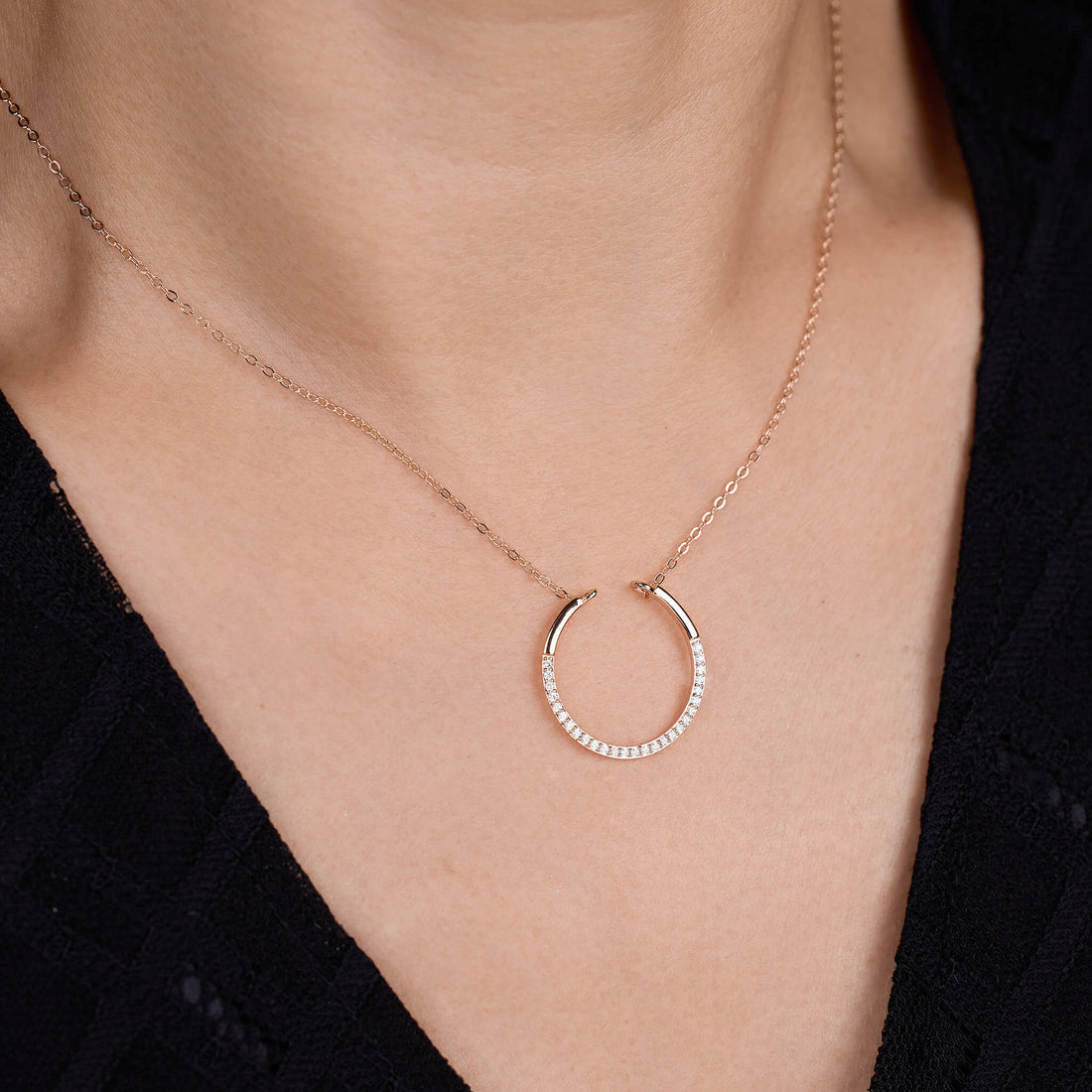 925 Silver Simple Circle Necklace - Jewelry And Store
