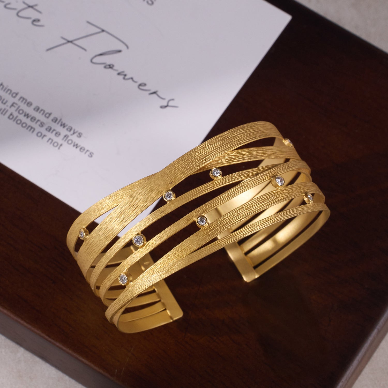 14K Gold Galaxy - Inspired Diamond Cuff Bangle with Hand - hammered Texture - Jewelry And Store