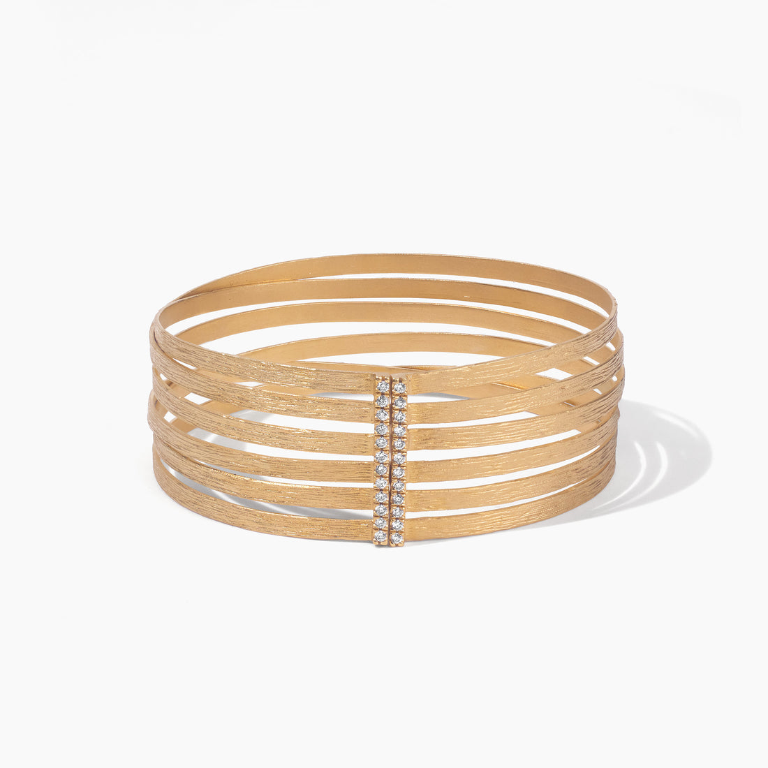 14K Gold Multi - Band Diamond Bangle with Hand - hammered Finish - Jewelry And Store