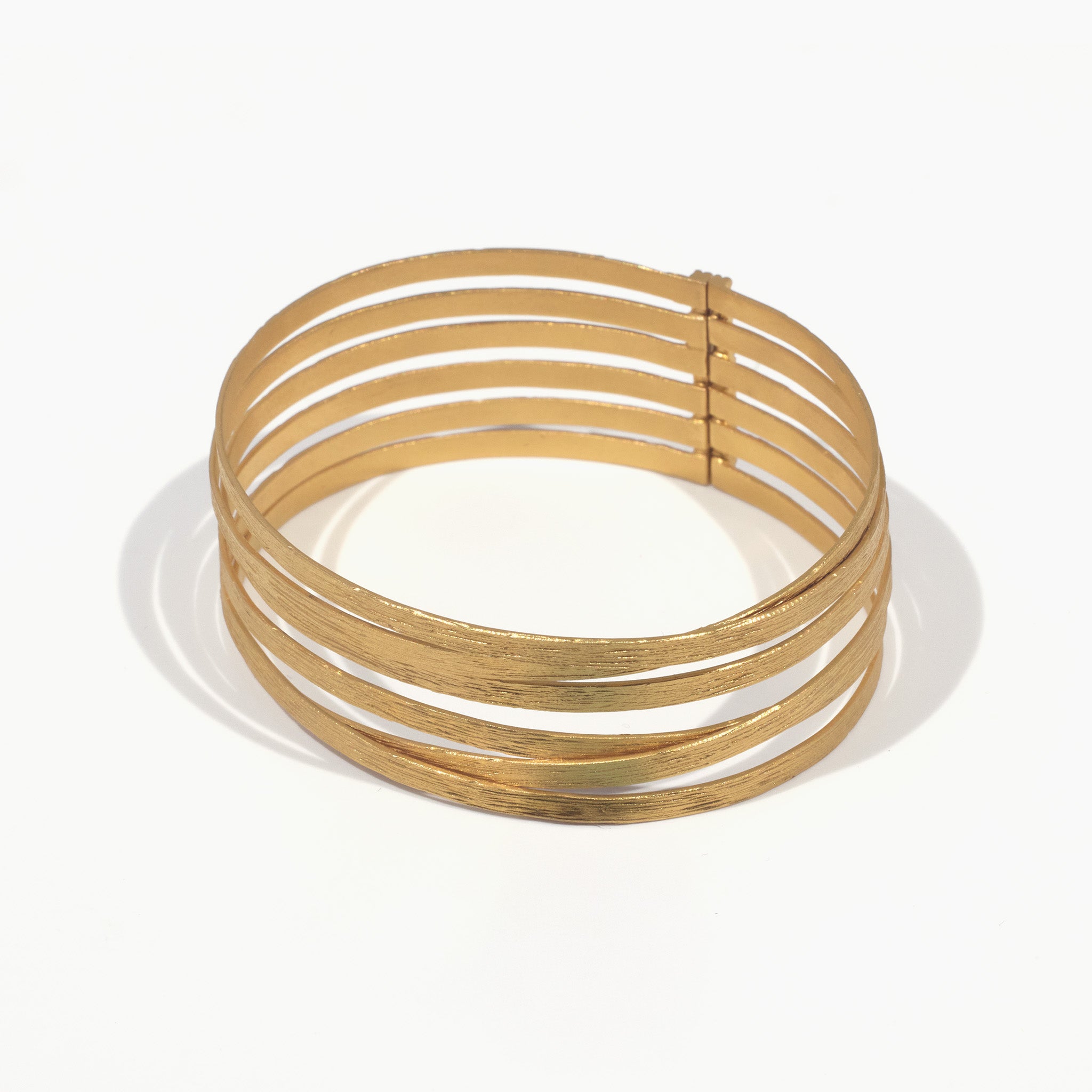 14K Gold Multi - Band Diamond Bangle with Hand - hammered Finish - Jewelry And Store