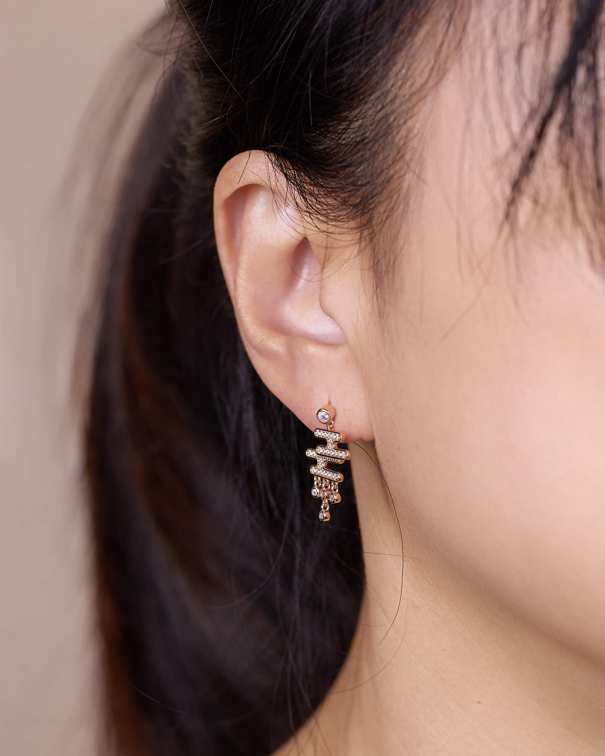 925 Silver Japanese - Inspired Diamond Drop Earrings - Jewelry And Store