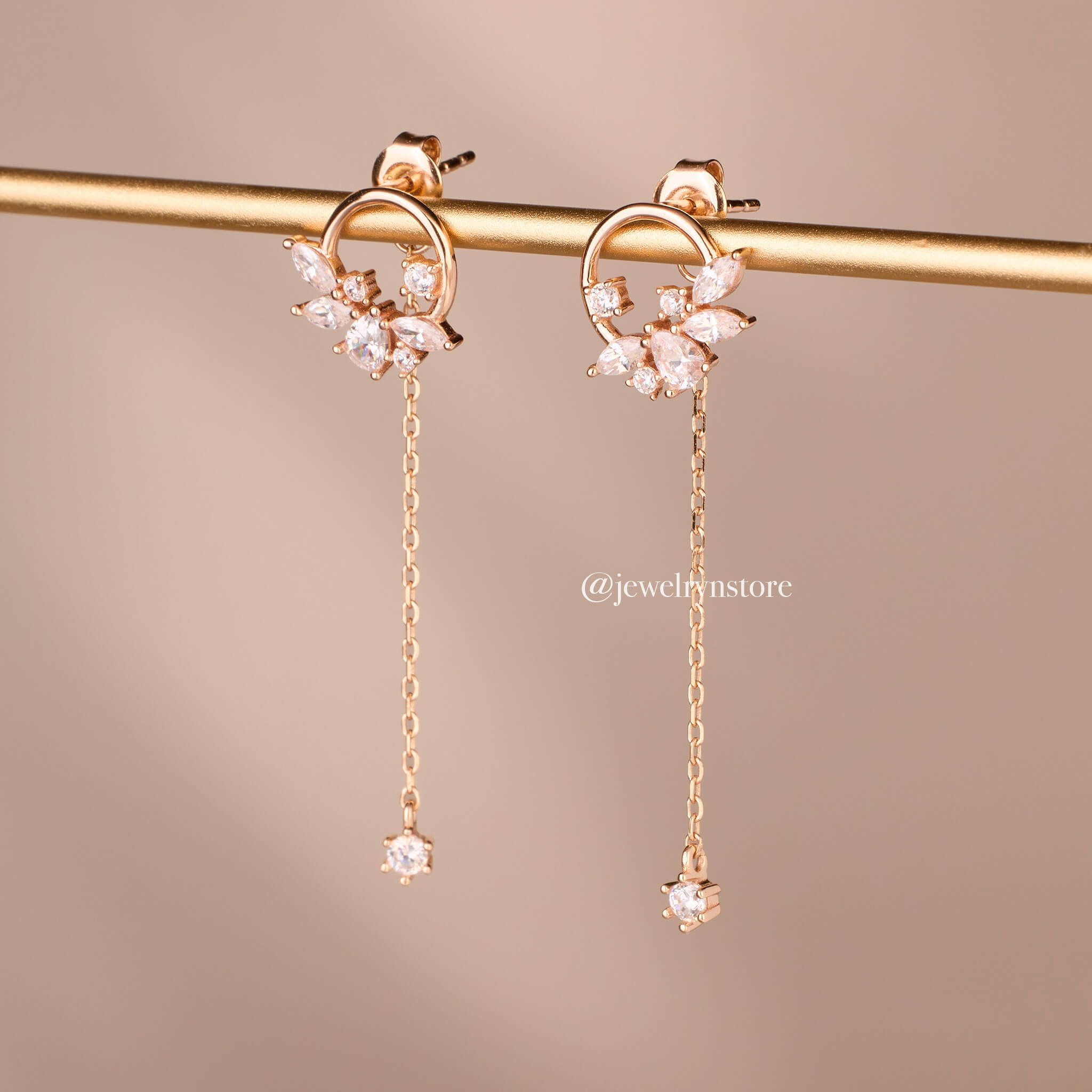 925 Silver Long Chain Butterfly Earrings