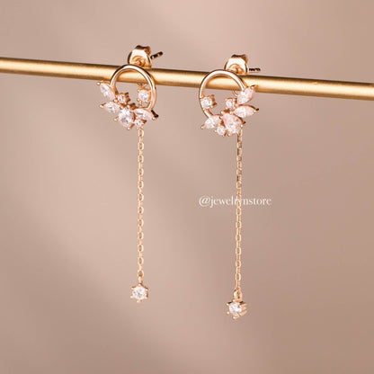925 Silver Long Chain Butterfly Earrings