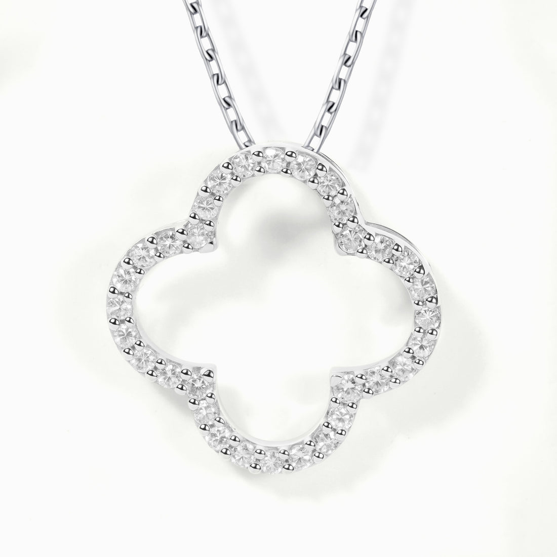 18K White Gold Cover Pendant with Natural Diamonds - JewelryAndStore