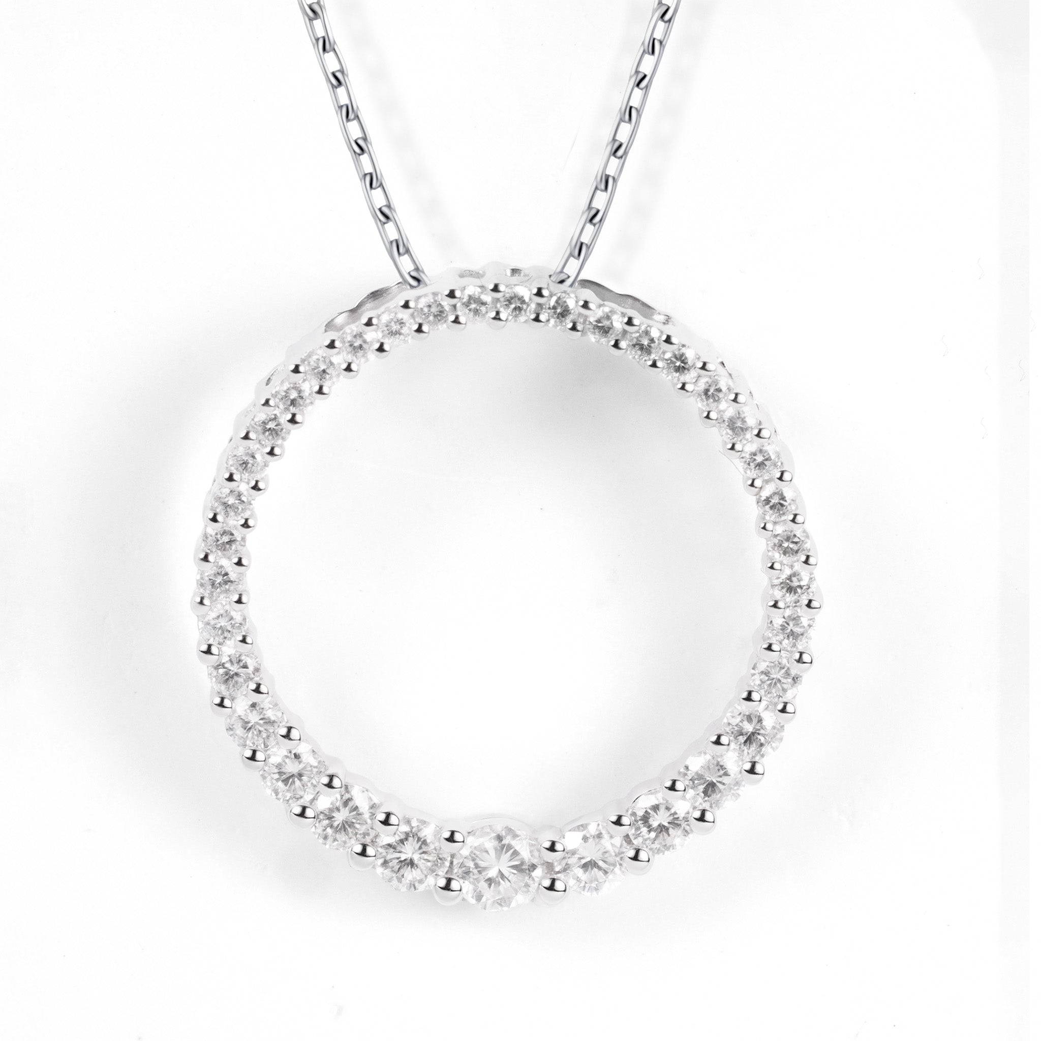 18K White Gold Pendant with Natural Diamonds - JewelryAndStore