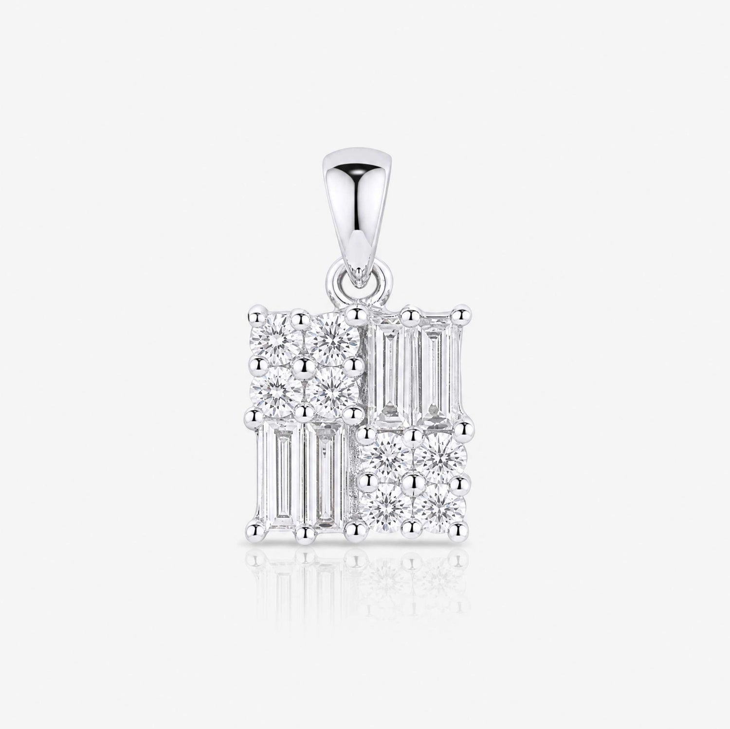 0.29ct Natural Diamond Baguette Illusion Pendant in 18K Gold - JewelryandStore