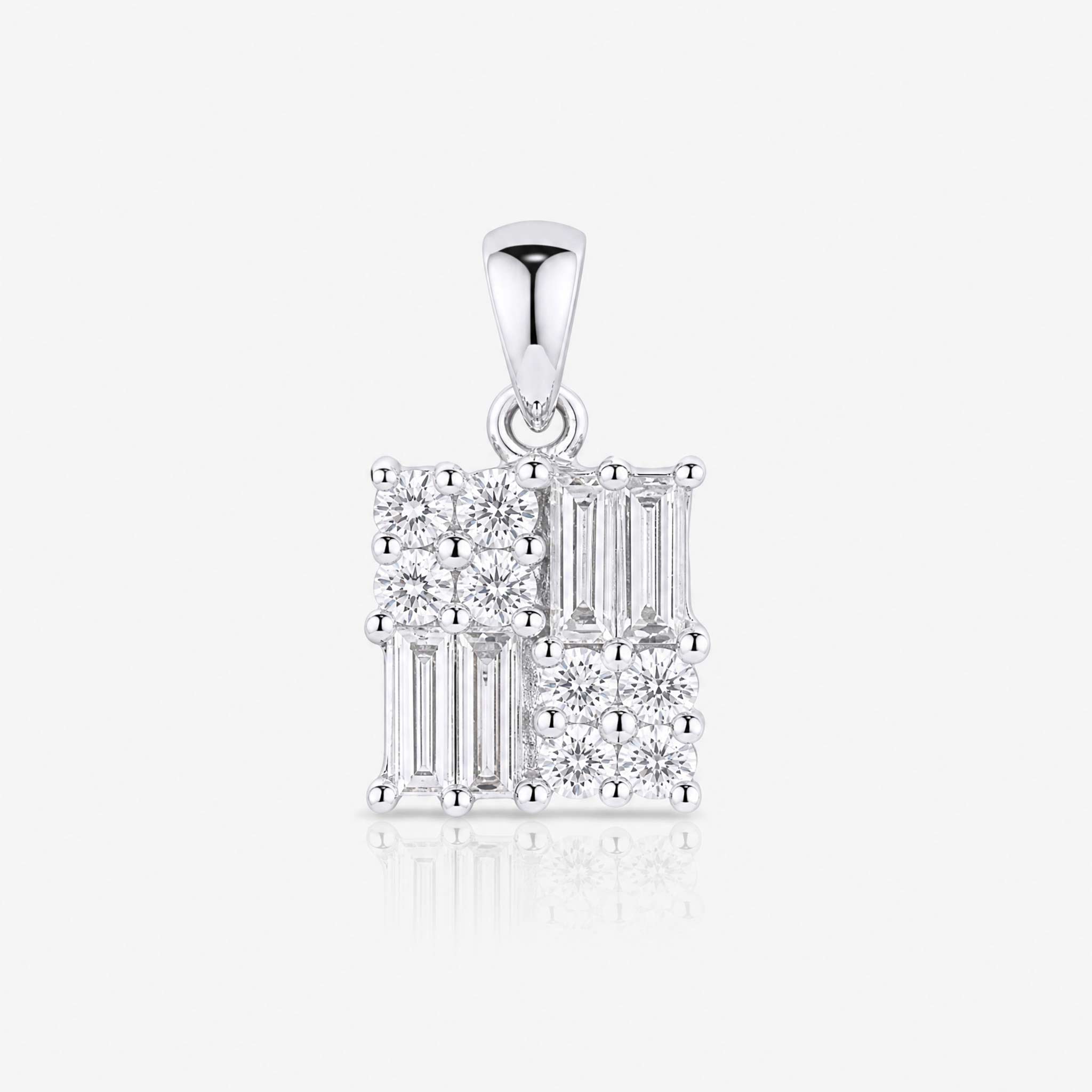 0.29ct Natural Diamond Baguette Illusion Pendant in 18K Gold - JewelryandStore