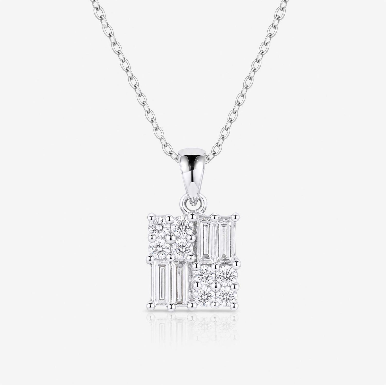 0.29ct Natural Diamond Baguette Illusion Pendant in 18K Gold - JewelryandStore