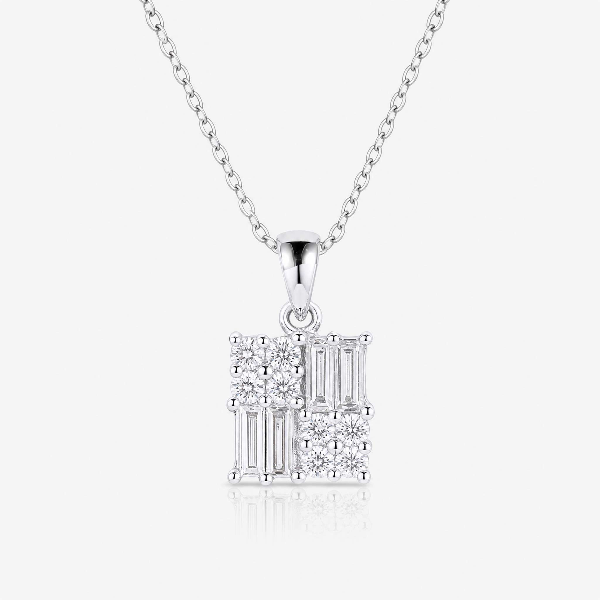 0.29ct Natural Diamond Baguette Illusion Pendant in 18K Gold - JewelryandStore