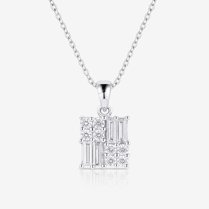 0.29ct Natural Diamond Baguette Illusion Pendant in 18K Gold - JewelryandStore