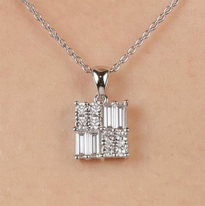 0.29ct Natural Diamond Baguette Illusion Pendant in 18K Gold - JewelryandStore